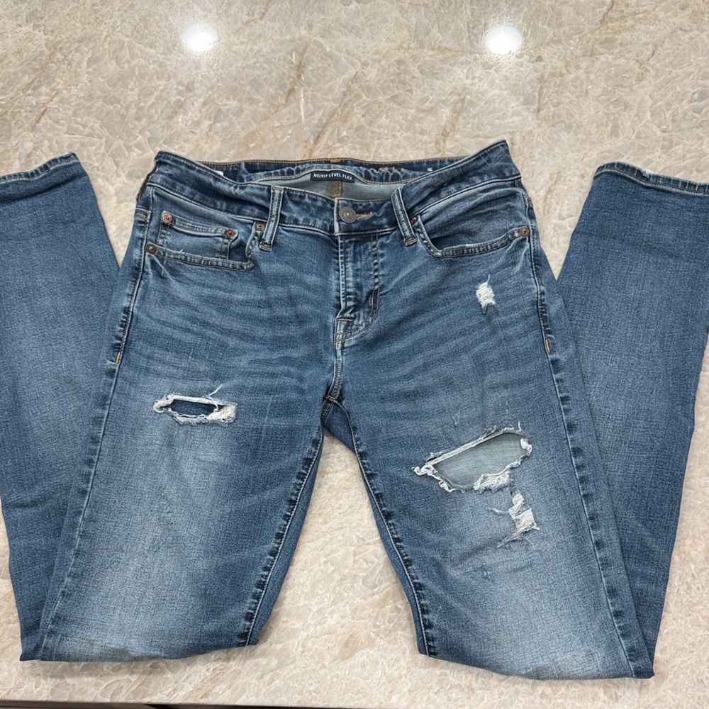 American Eagle Outfitters Ripped Blue Skinny Jeans